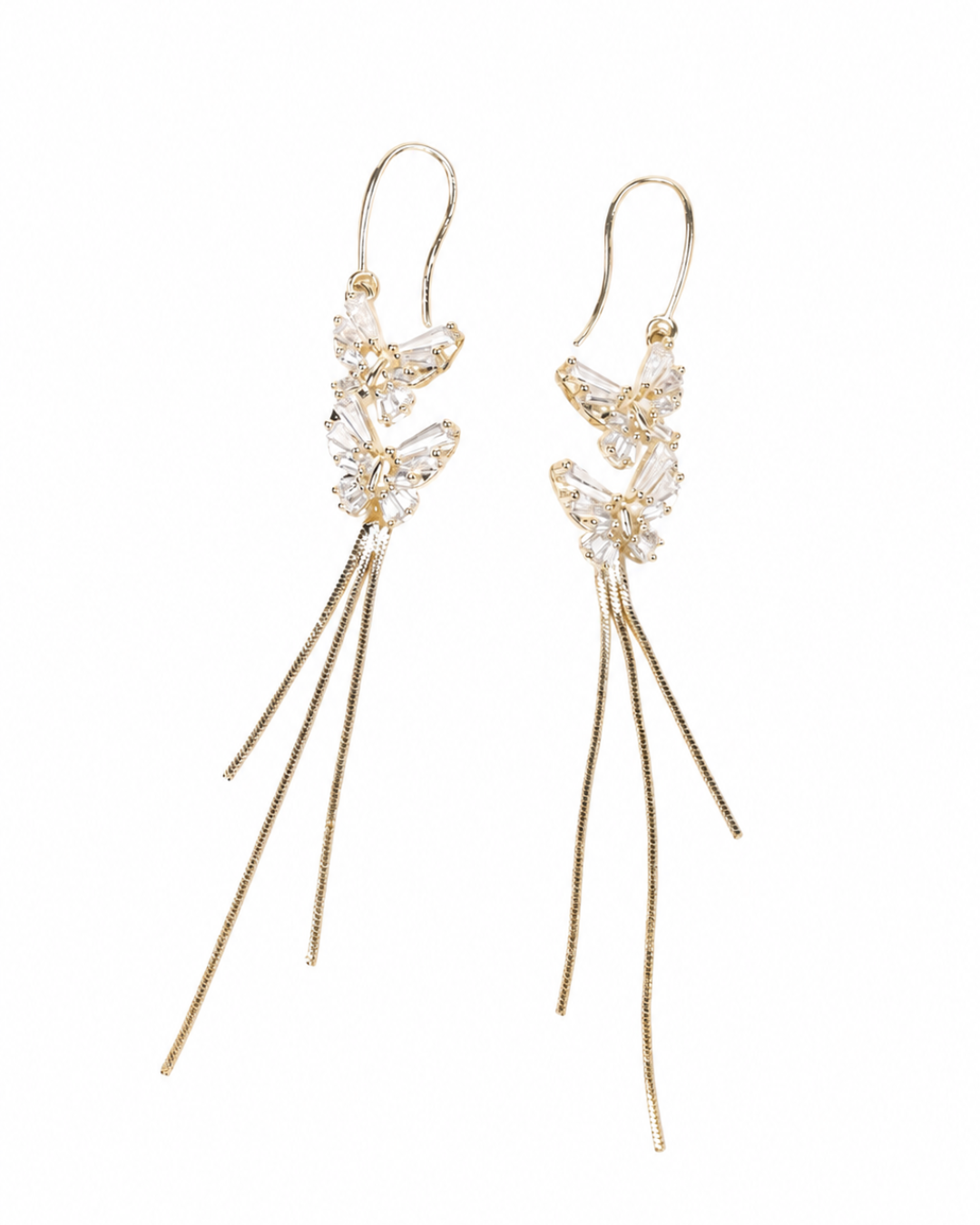 The Fluttering Monarch Crystal Tassel Earrings