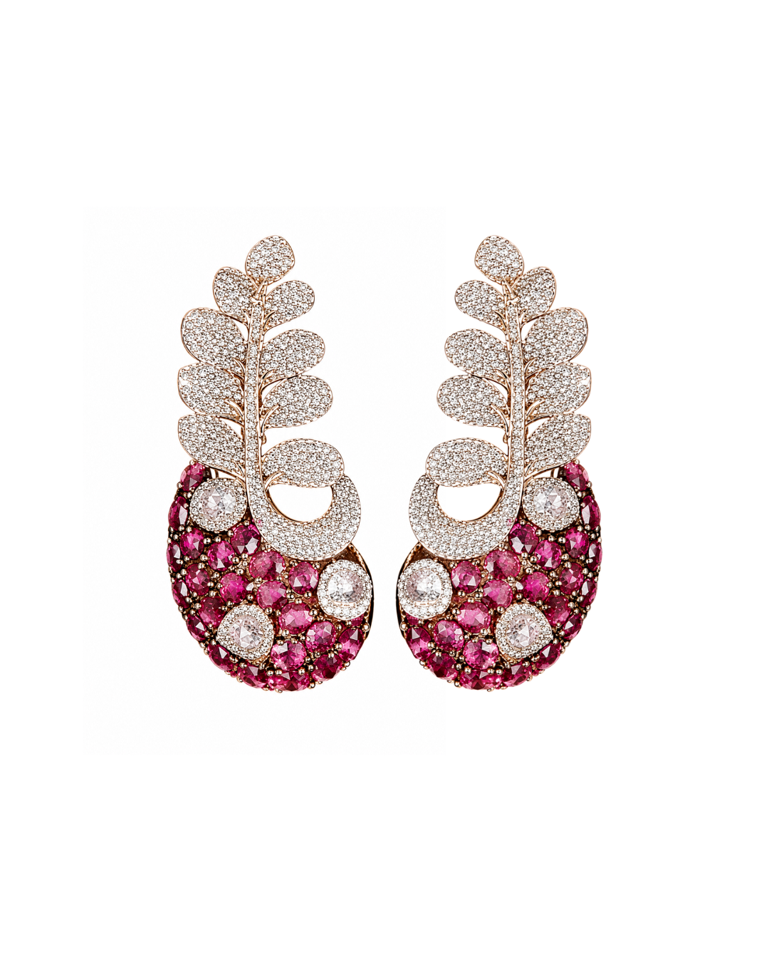 The Royal Ruby Plumage Statement Earrings