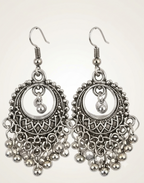 Regal Oxidised Mirror Charm Long Chain Jewelry Set