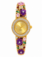 Royal Rose Crystal Enamel Bangle Watch