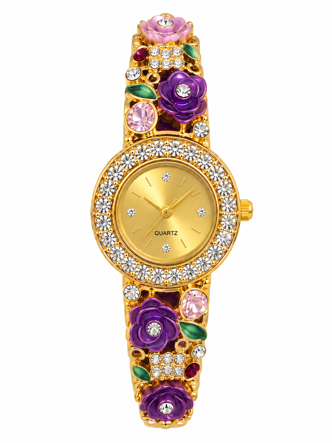 Royal Rose Crystal Enamel Bangle Watch
