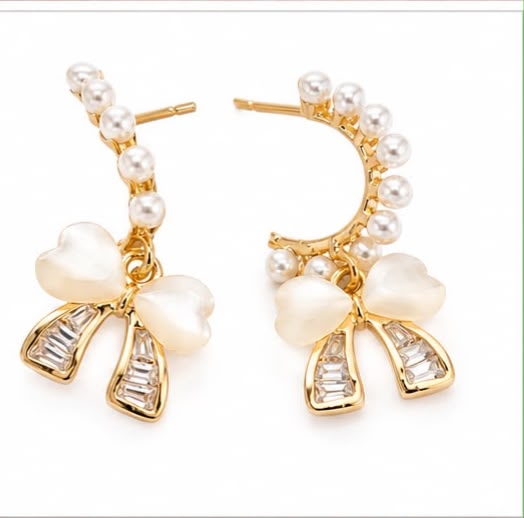 The Pearl Bow Crawler Earrings
