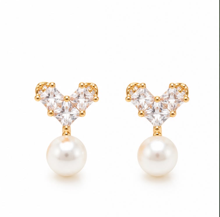 The Mosaic Heart Pearl Earrings