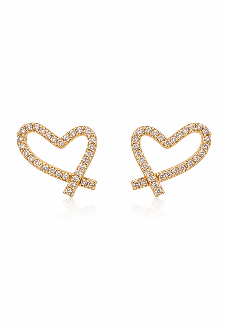 The Pavé Crossover Heart Earrings