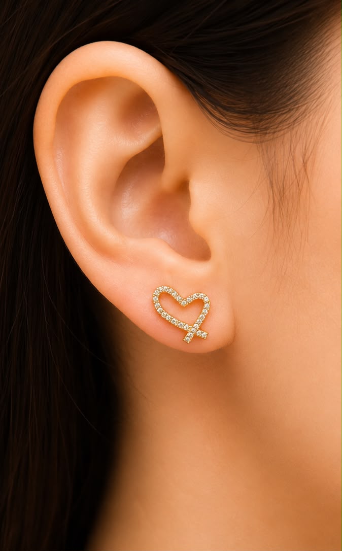 The Pavé Crossover Heart Earrings
