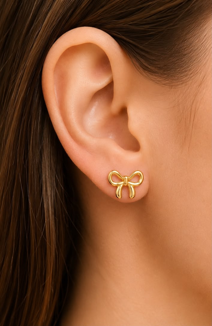 The Petite Gold Bow Studs