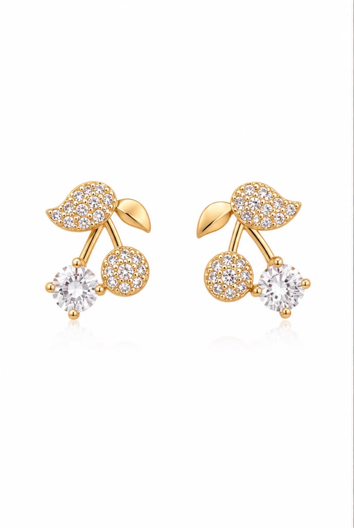 The Crystal Cherry Stud Earrings