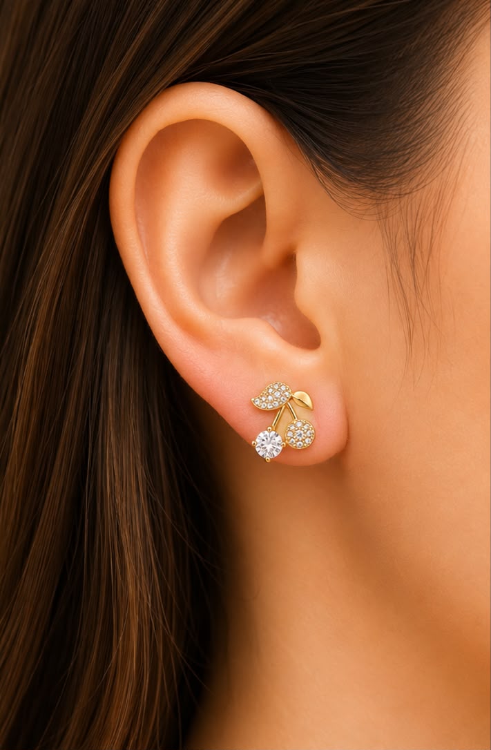 The Crystal Cherry Stud Earrings