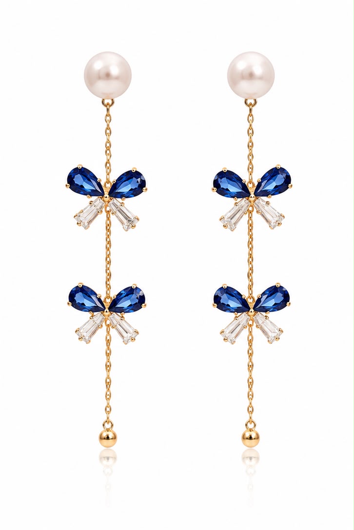 The Sapphire Bow Pearl Drops