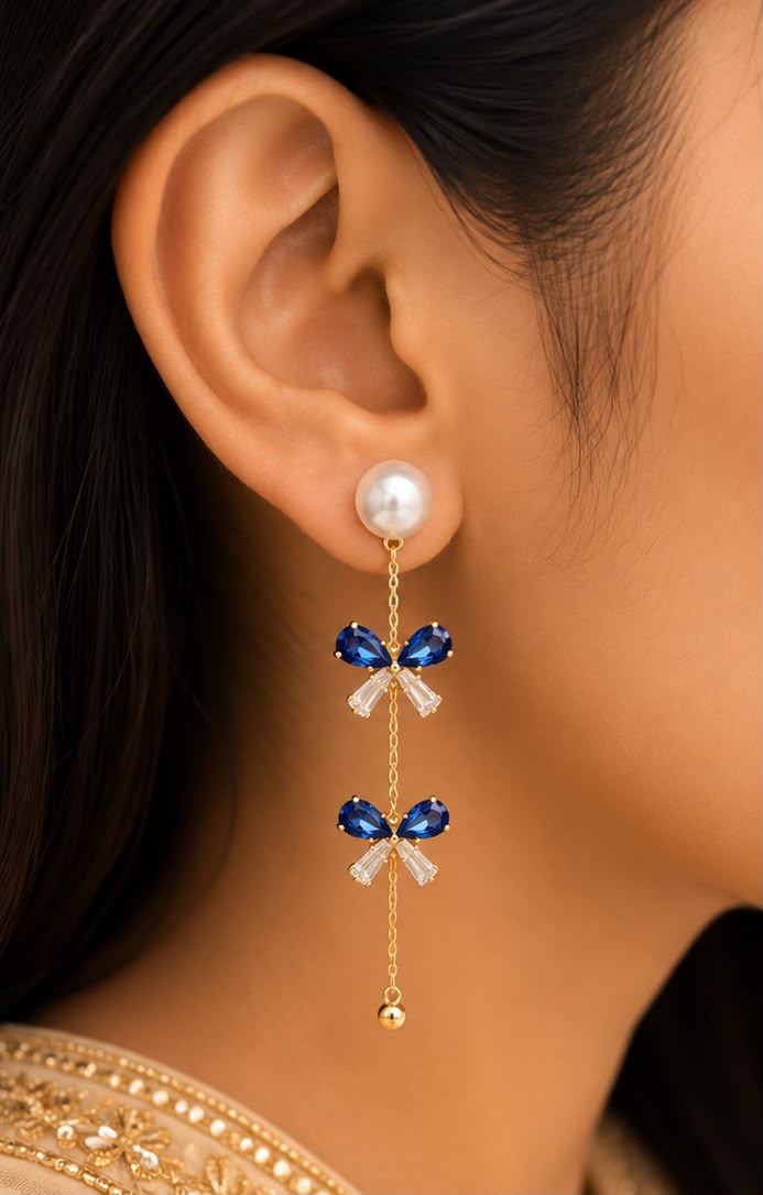 The Sapphire Bow Pearl Drops