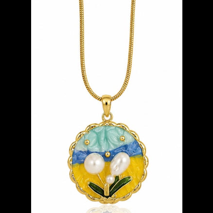 Riviera Enamel & Pearl Pendant