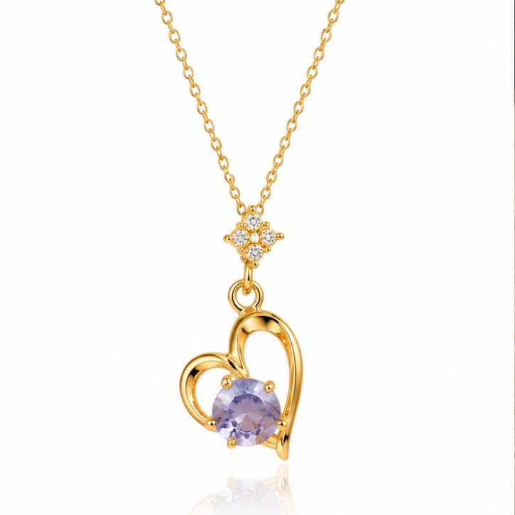 Eternal Lavender Heart Solitaire Pendant