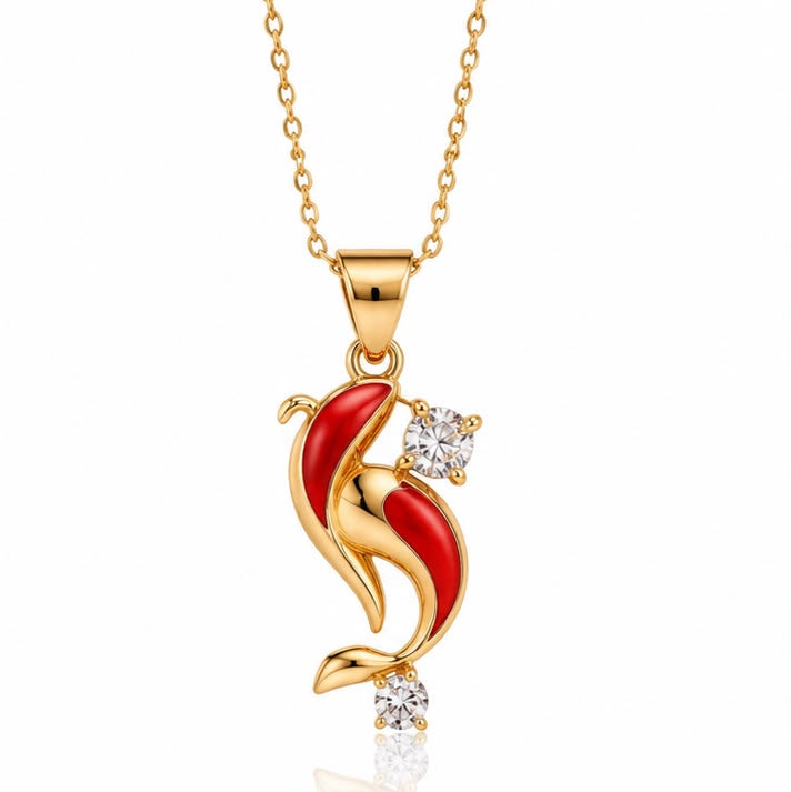 Red Ember Abstract Pendant