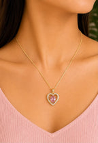 Eternal Pink Halo Heart Pendant