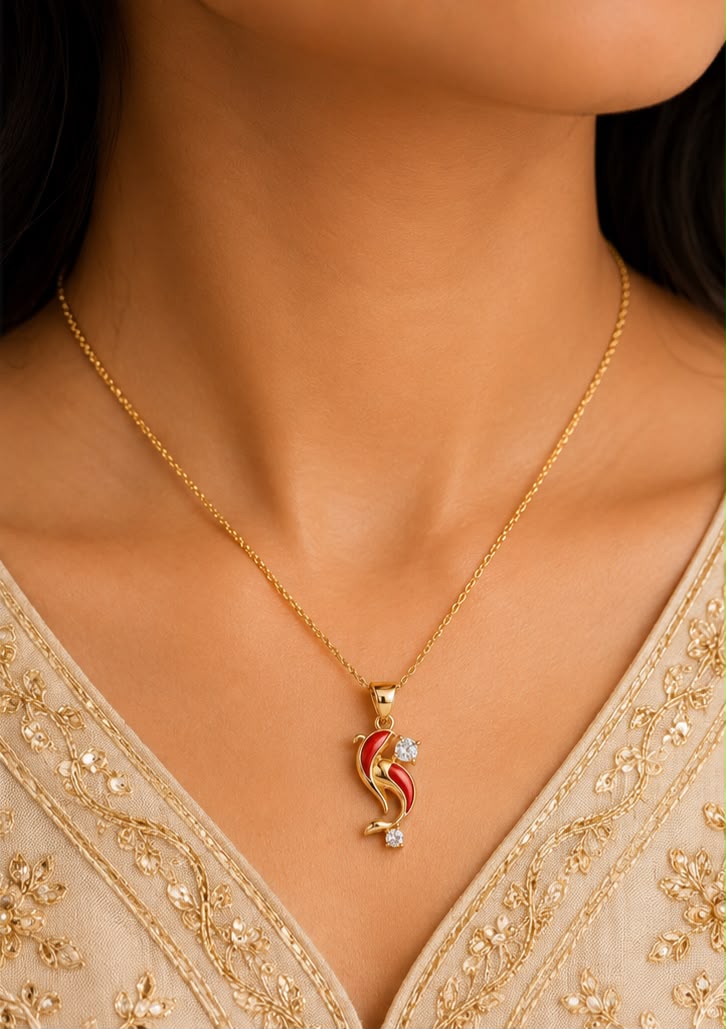 Red Ember Abstract Pendant