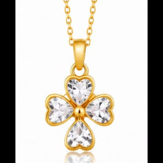 White Aura Clover Pendant