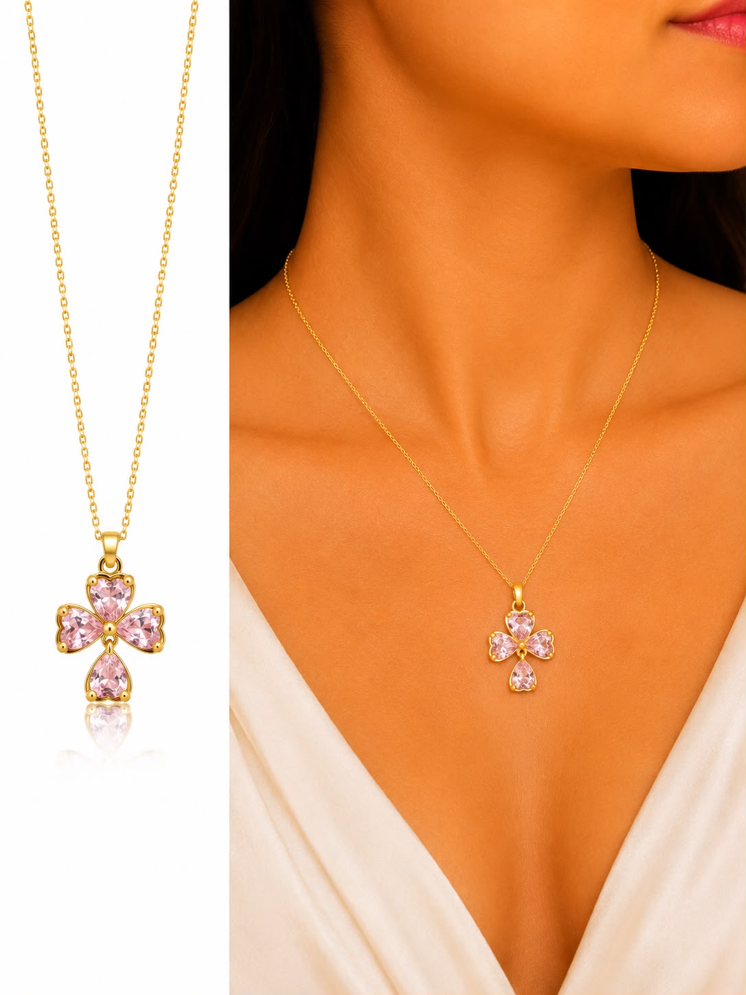 Rose Aura Clover Pendant