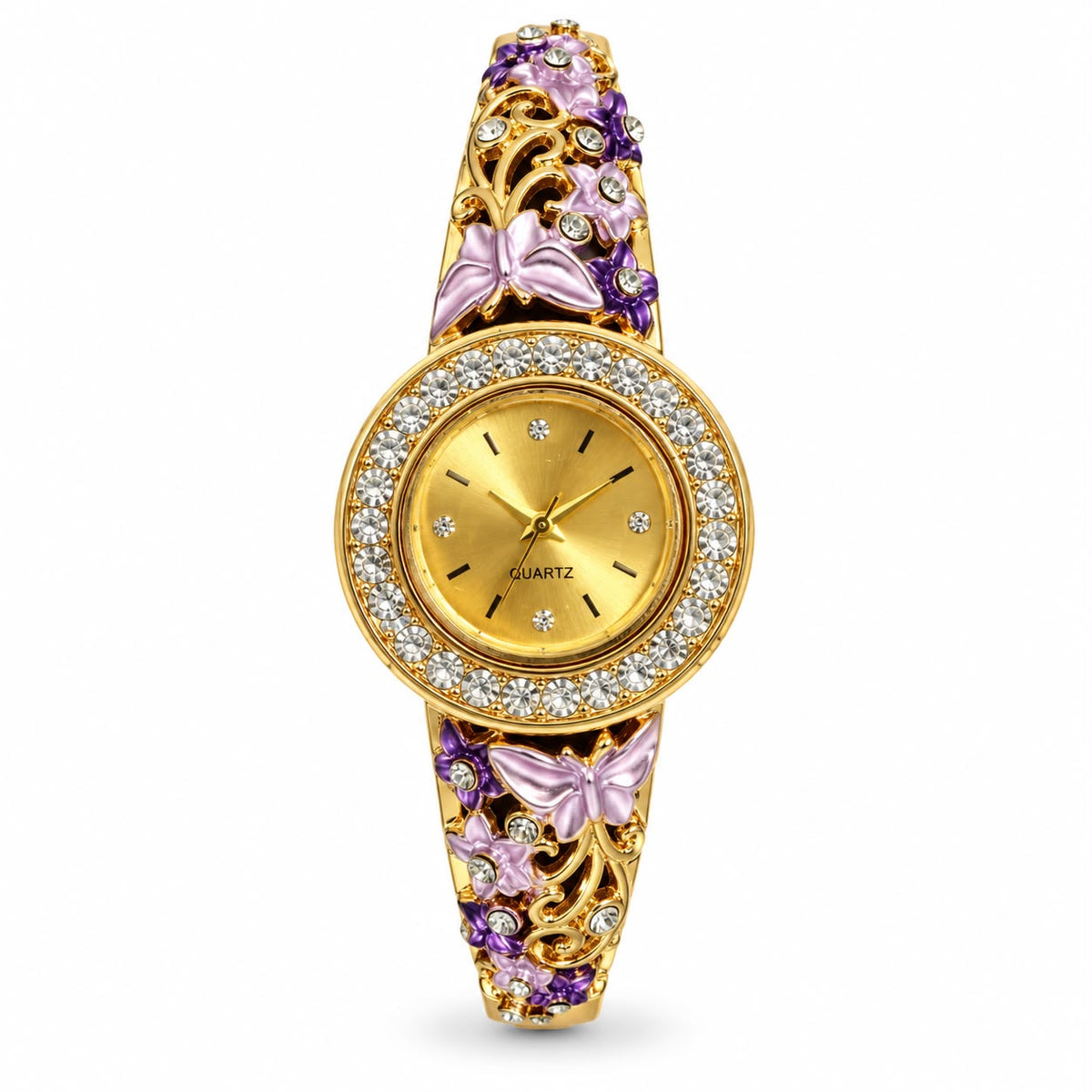 Enchanted Flora & Butterfly Gold Bangle Watch