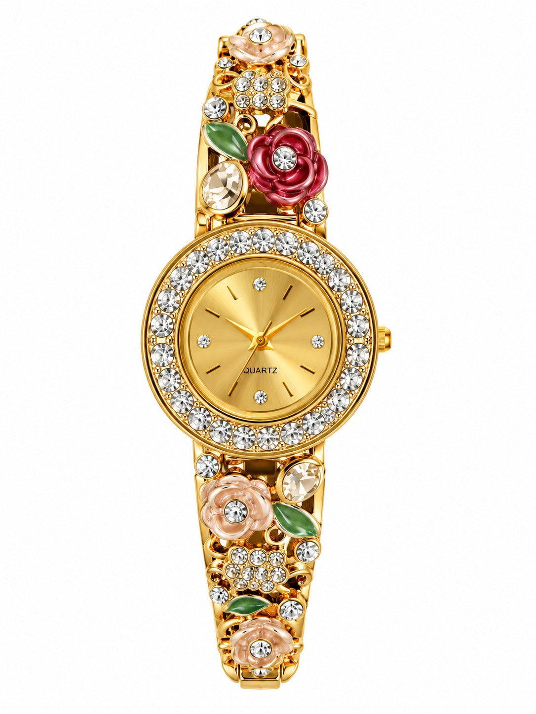 Royal Rose Crystal Enamel Bangle Watch