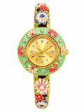 Blossom Charm Enamel Floral Bangle Watch