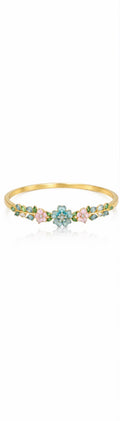 The Aqua Blossom & Pastel Vine Gold Bangle