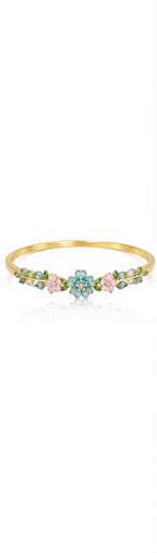 The Aqua Blossom & Pastel Vine Gold Bangle