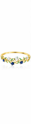 The Sapphire & Ivory Rose Vine Gold Bangle